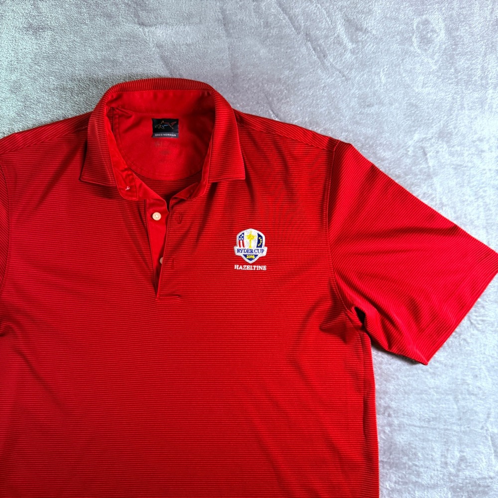 Greg Norman Ryder Cup Hazeltine 2016 Red Golf Polo Shirt Mens (Read)